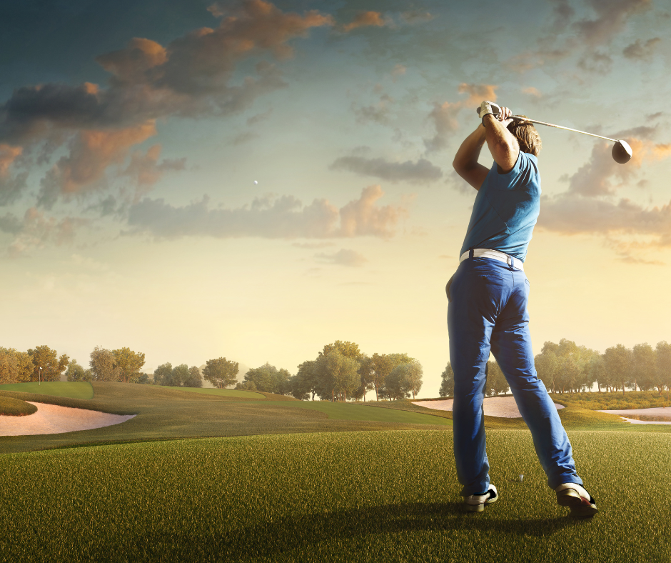 Photo of golfer holding his swing on a beautiful day. Featured image for a blog post on Elgin Business Resource Centre in St. Thomas, Ontario's blog.